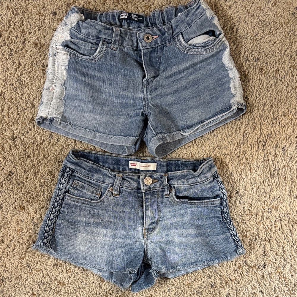 Levi's Girls Denim Blue Shorts - 2 pair